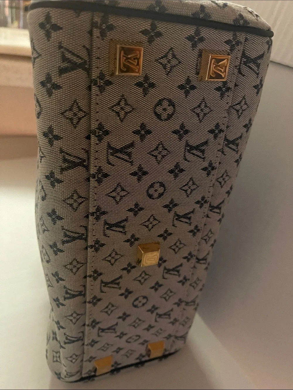 Louis Vuitton Gray and Black Monogram Satchel
